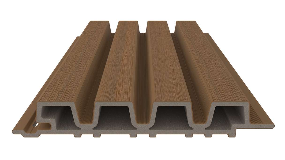 planeo LINEA Slim – WPC CoEx cladding, Burma Teak, 2900 x 215 mm