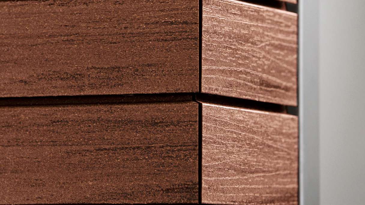 planeo Fassado - WPC rhombus strip facade cladding chestnut brown