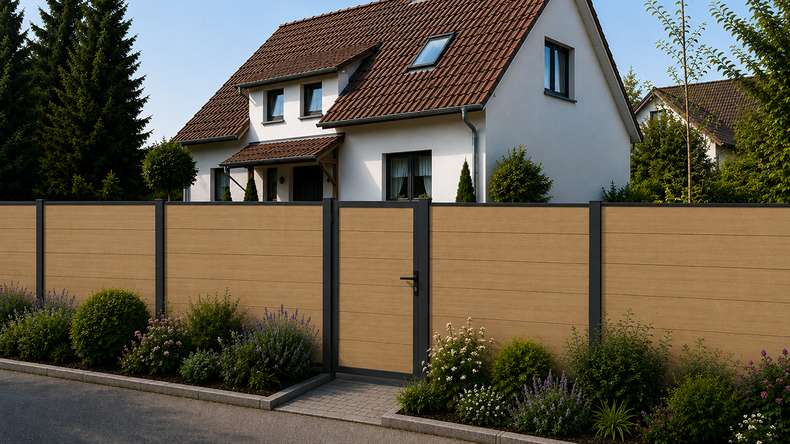 planeo INFINITY XL-Board - WPC CoEx plug-in fence sand 176 x 183