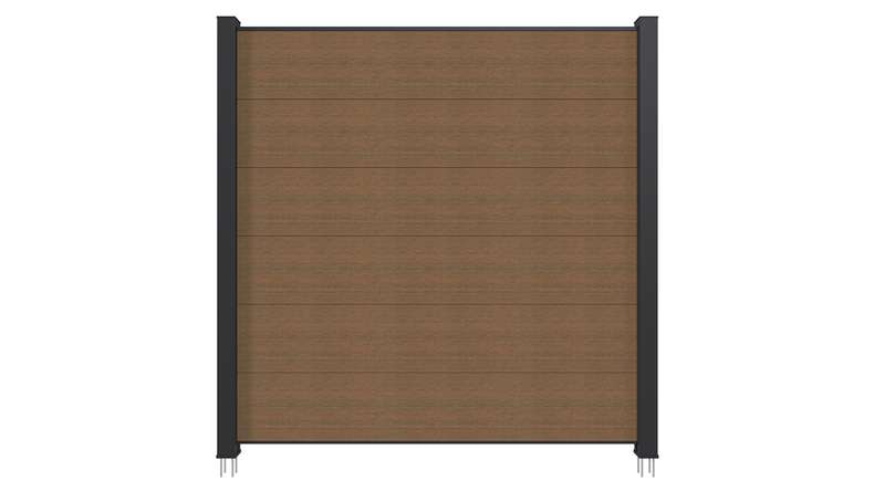 planeo INFINITY XL-Board - WPC CoEx plug-in fence Burma Teak 176 x 183