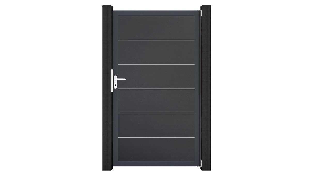 planeo Gardence Simply Premium – Universal PVC gate in anthracite grey with aluminium frame, 100 x 180 cm
