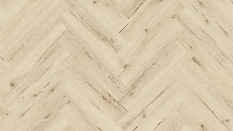 planeo Rigid click vinyl - Light Oak herringbone | integrated footfall sound insulation (DF-KH-251-055)