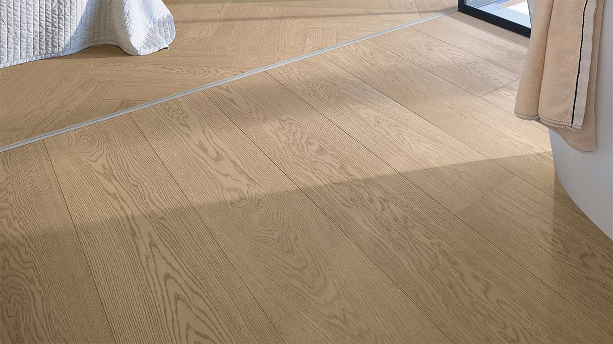 MEISTER Lindura wood flooring HD 400 - 20224 Oak natural sand grey ultra matt lacquered 2200 x 270 x 11 mm (500214-2200270-20224)