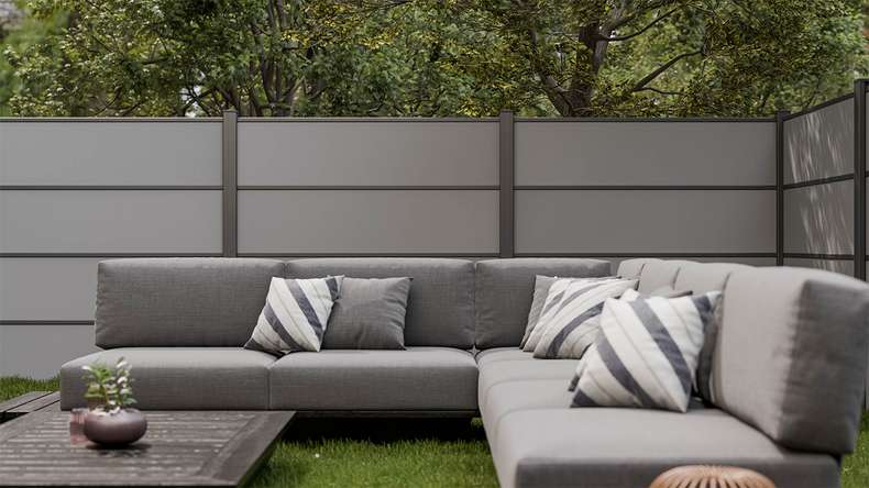 planeo Gardence Resistant - HPL plug-in fence uni grey 180 x 183 cm