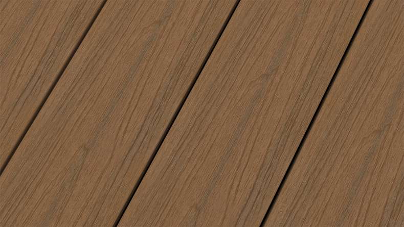 planeo WOODLine Nature - WPC CoEx coated decking board hollow chamber - Burma teak 3m textured/smooth brushed