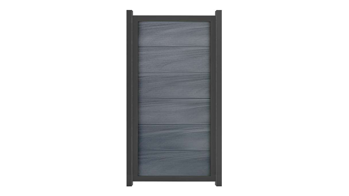 planeo Viento - garden fence upright stone grey co-extruded with aluminium frame in anthracite
