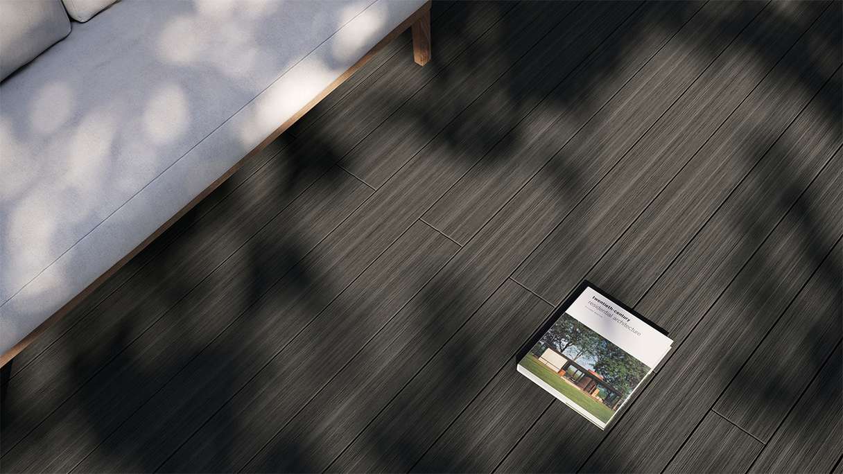 planeo AntikWood WPC decking board solid - Anthracite grey 3m antique aged