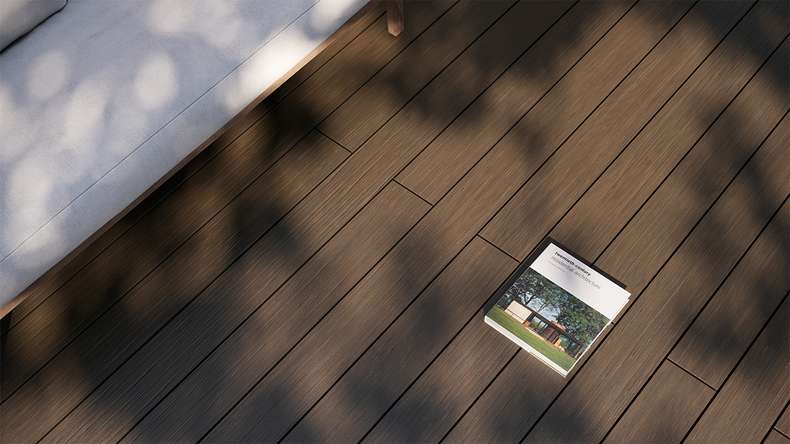 planeo AntikWood WPC decking complete set solid planks - brown antique aged