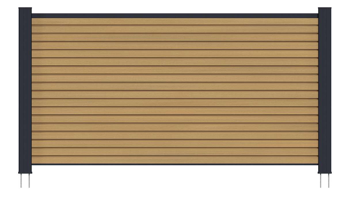 planeo LINEA – WPC CoEx Rhombus Front Garden Plug-in Fence, Sand, 180 x 90 cm