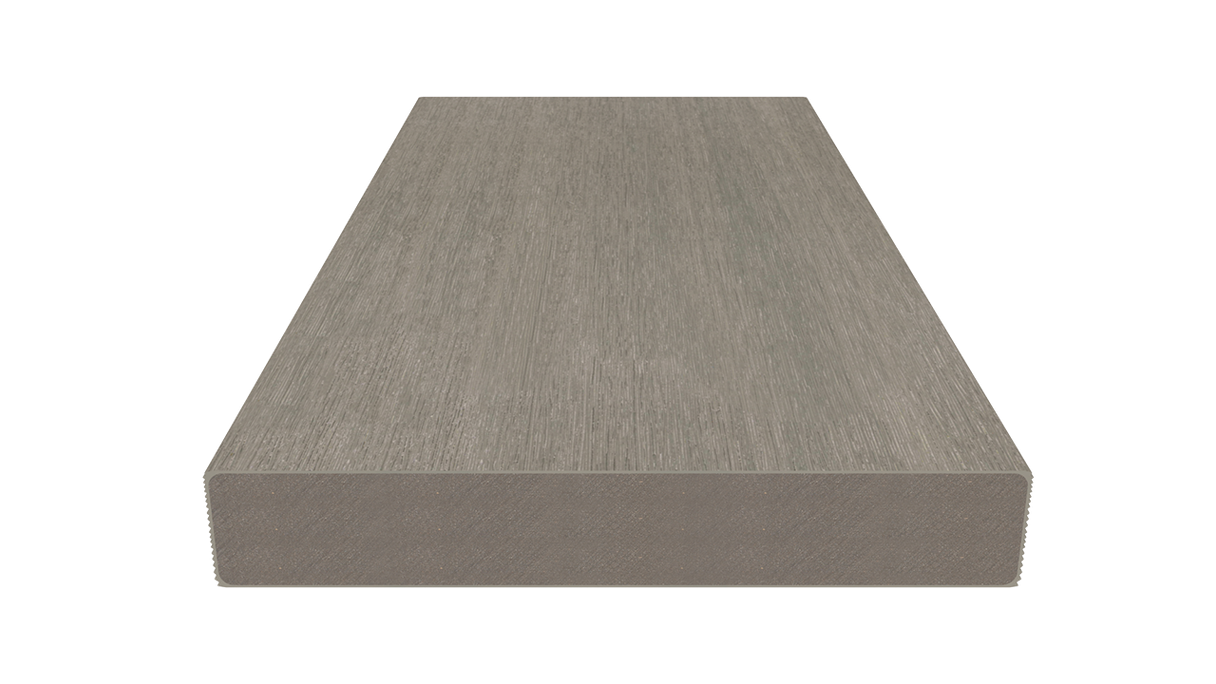 planeo UNIDeck – WPC CoEx-coated decking board, light grey, 3m – textured/smooth brushed