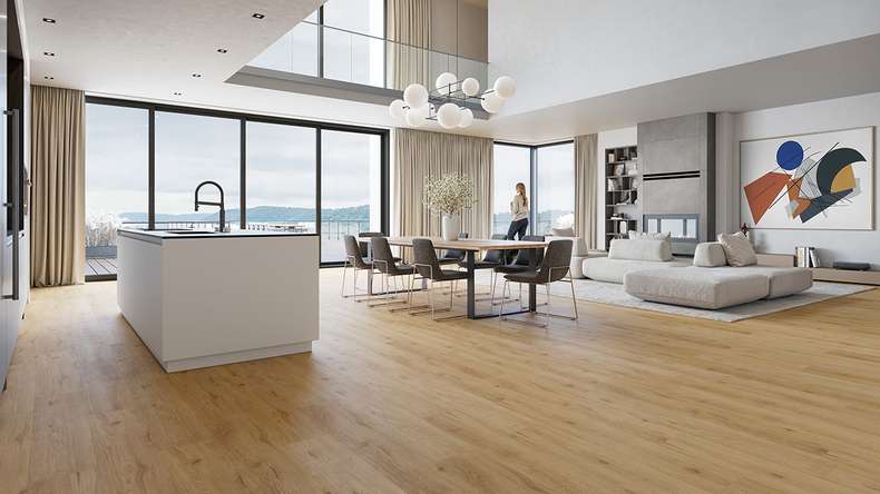planeo Rigid Click Vinyl - HOMEtec Pro 50 IXPE Ivory Natural Oak | Impact sound insulation integrated (RP-G50-6)
