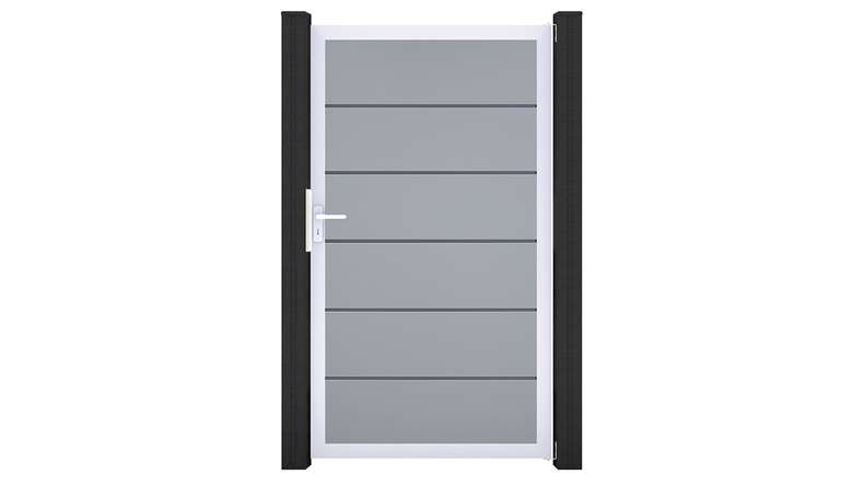 planeo Gardence Simply Premium – Silver-grey universal PVC gate with aluminium frame, 100 x 180 cm 
