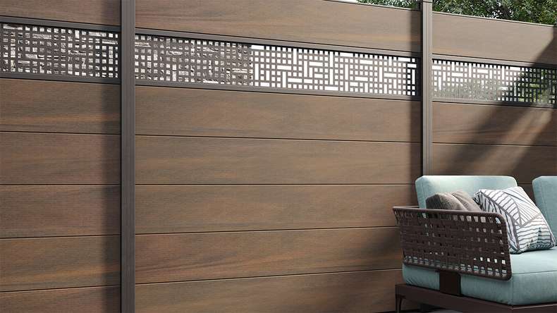 planeo Solid Grande - plug-in fence standard walnut co-ex