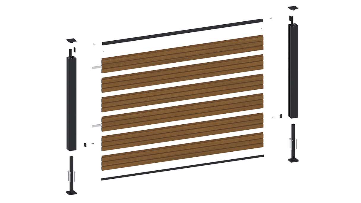 planeo LINEA - WPC CoEx Rhombus Front Garden Plug-in Fence, Burma Teak, 180 x 90 cm
