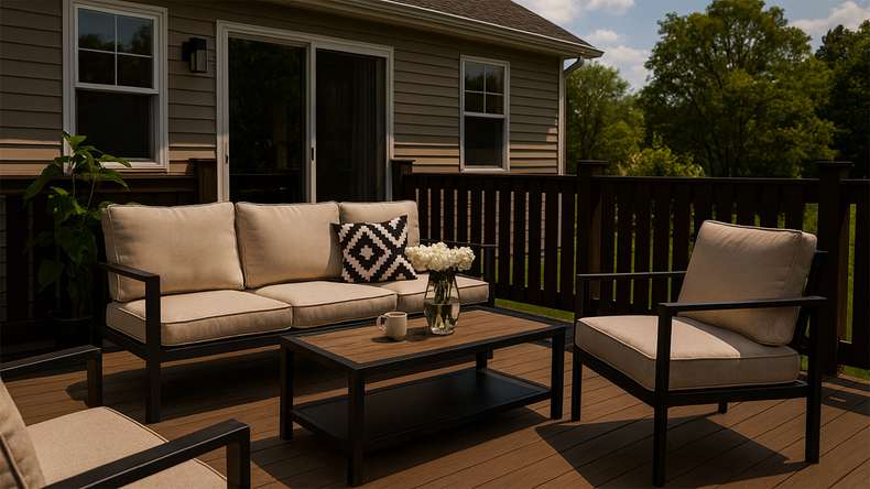 planeo wooden decking Thermo dark ash solid plank, smooth on both sides - 1500 x 130 x 20 mm