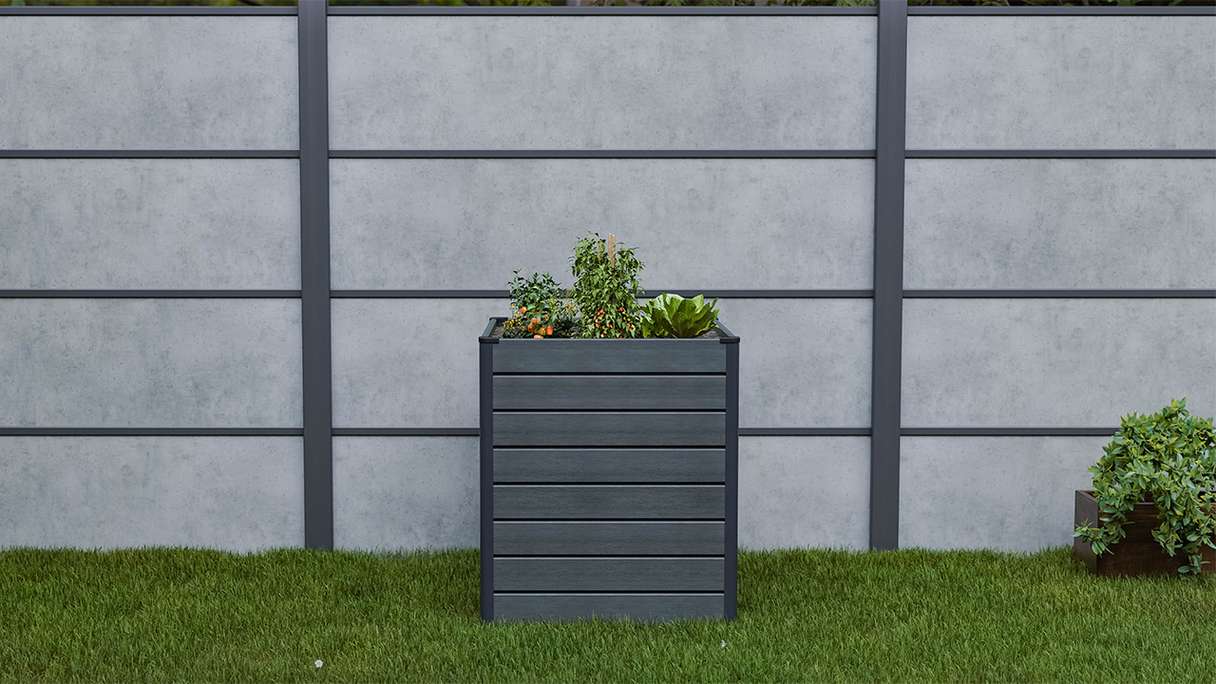 planeo BPC-Rhombus raised bed Cube - Stone grey co-ex. 70 x 70 x 79 cm