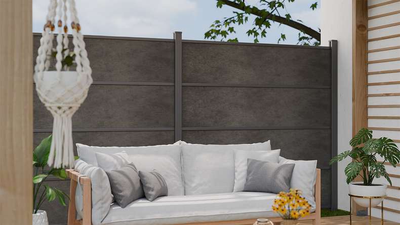 planeo Gardence Resistant - HPL plug-in fence anthracite grey 180 x 183 cm