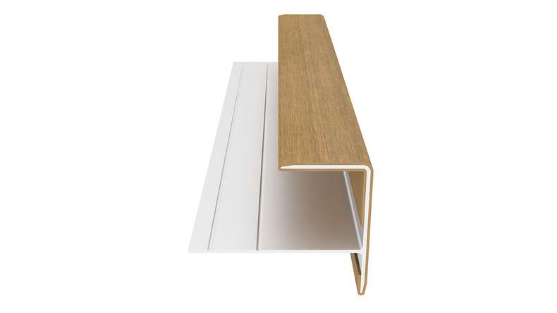 planeo LINEA – Aluminium CoEx end profile, Sand, 3000 x 74 x 61 mm