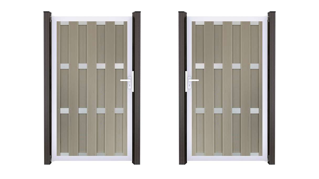 planeo Gardence Premade – BPC Gate, BiColor Sand, 100 x 180 x 4 cm – Silver aluminium frame