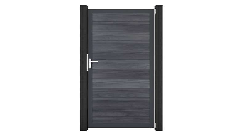 planeo Solid - universal door stone grey co-ex with anthracite aluminium frame