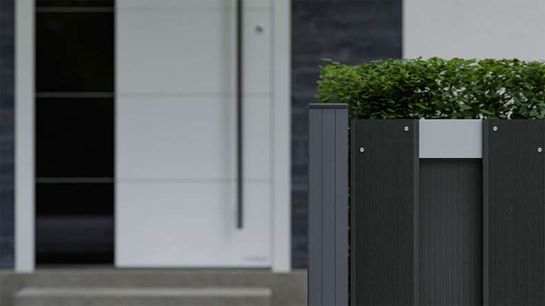 planeo Gardence Premade - BPC garden fence front garden fence anthracite with EV1 silver crossbar 180 x 90cm