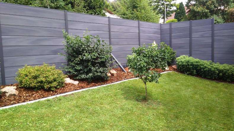 planeo Solid Grande - garden fence premium stone grey co-ex