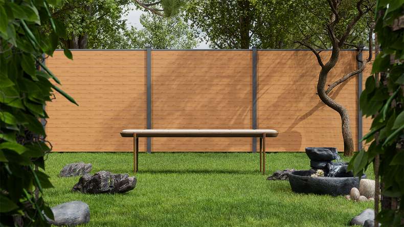 planeo Gardence Simply Small - PVC plug-in fence ash oak natural 180 x 180 cm