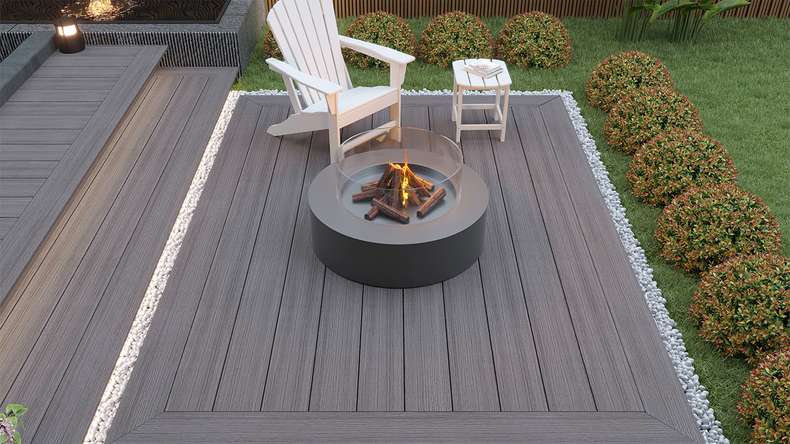 planeo MAXLine Antique - WPC CoEx coated XL decking solid - grey 3m rustic textured/smooth brushed