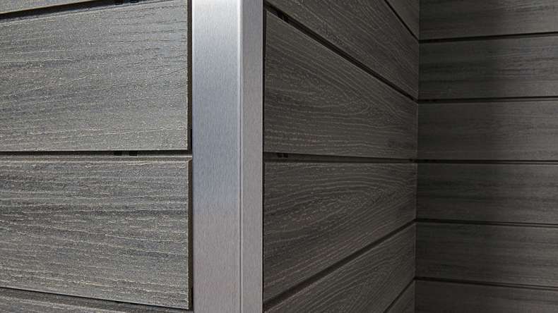 planeo Fassado - WPC rhombus strip facade cladding graphite grey