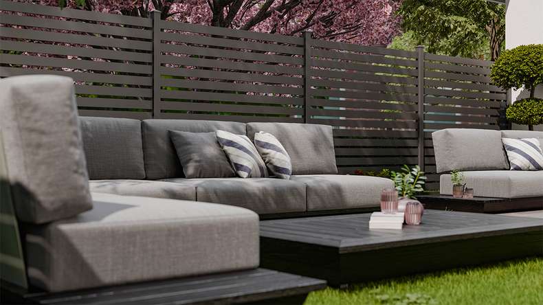 planeo Gardence Metallic Edge - Aluminium Garden Fence Square Anthracite | DB703