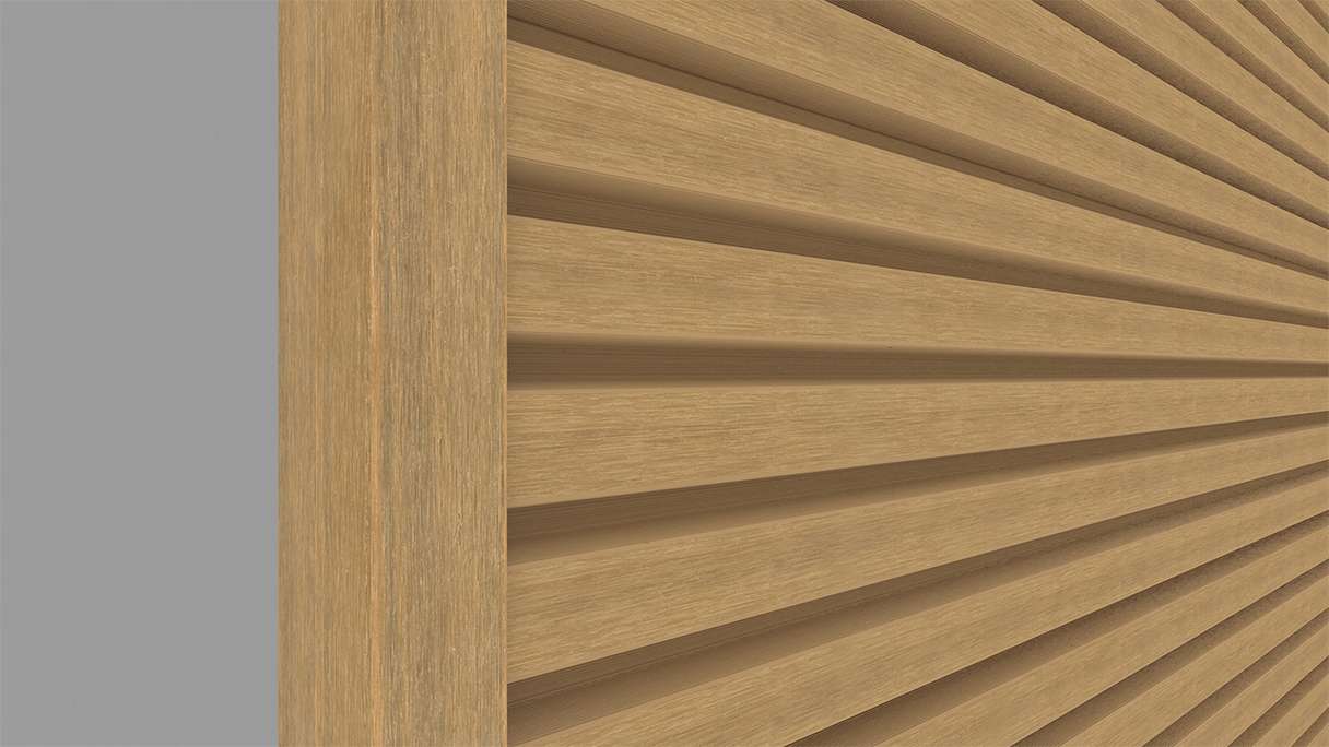 planeo LINEA – Aluminium CoEx end profile, Sand, 3000 x 74 x 61 mm