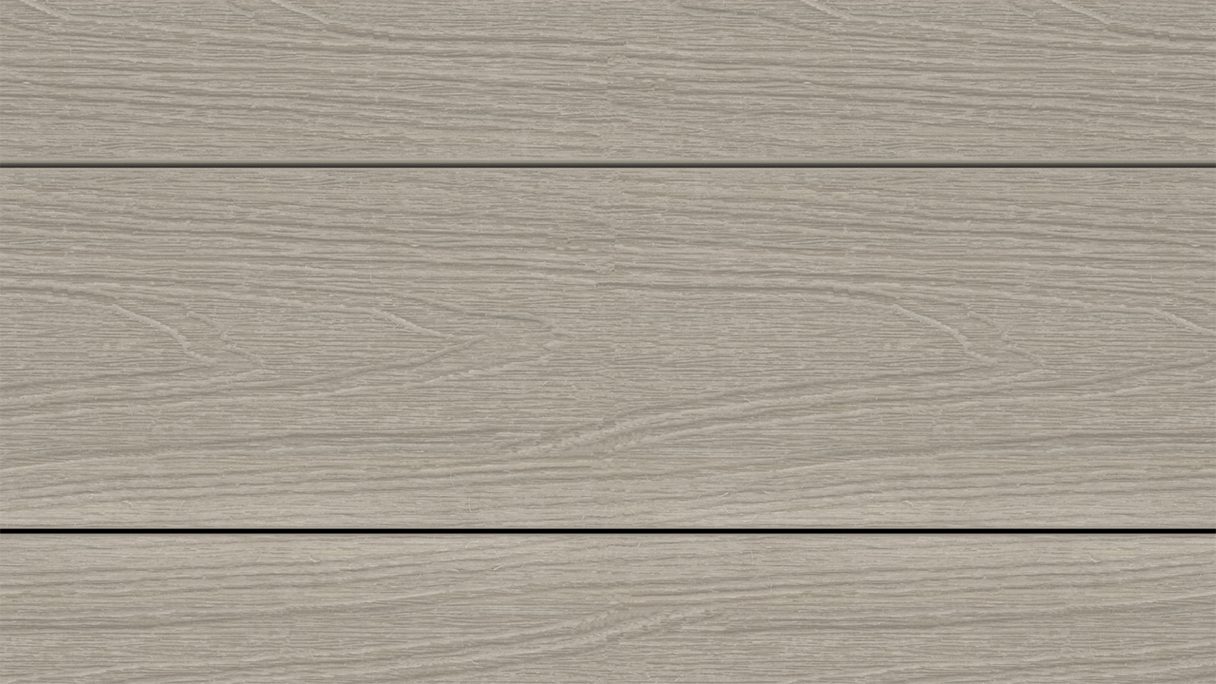planeo UNIDeck – WPC CoEx-coated decking board, light grey, 3m – textured/smooth brushed