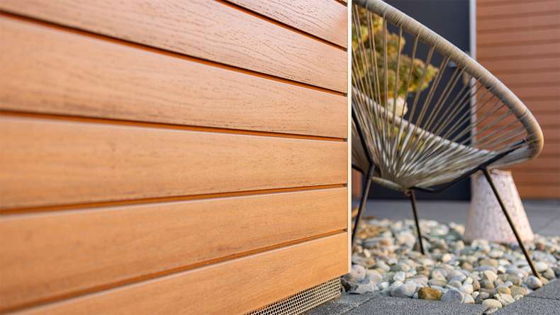 planeo Fassado - WPC rhombus strip facade cladding Prime amber brown