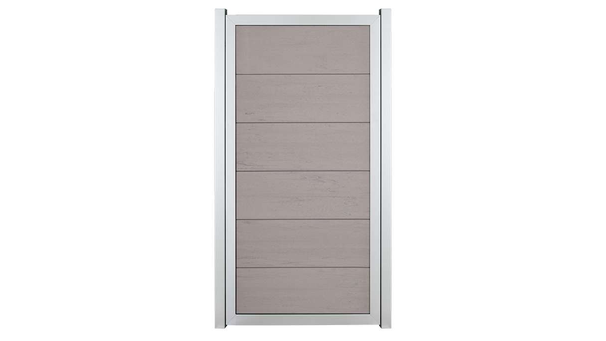 planeo Viento - garden fence upright Bi-Color Sand with aluminium frame in silver