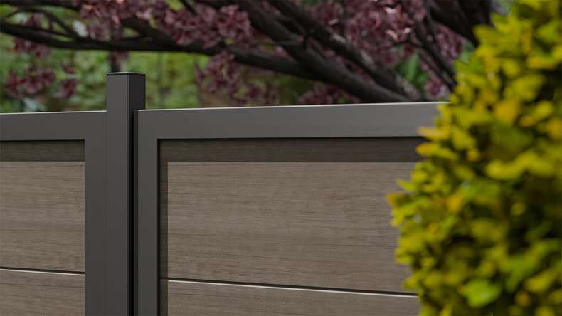 planeo Gardence Simply Guard - PVC garden fence Monument Oak with aluminium frame in anthracite 180 x 180 cm