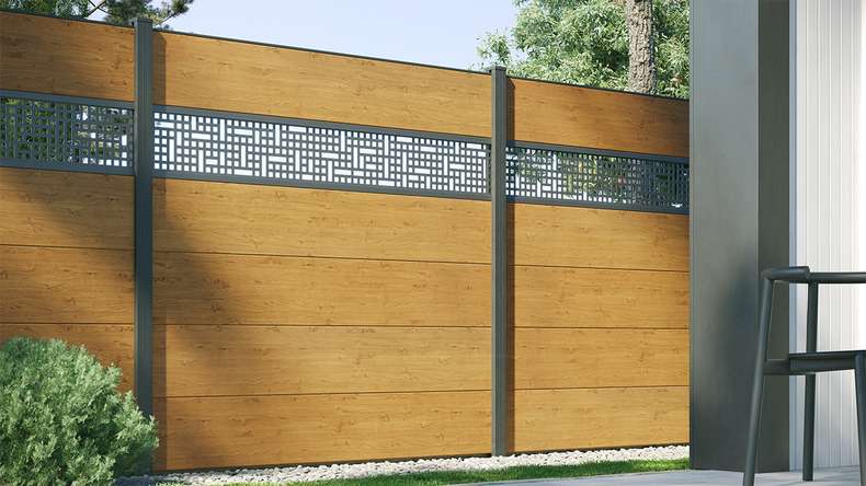 planeo Basic - PVC-Push-Pin Fence Square Natural Oak