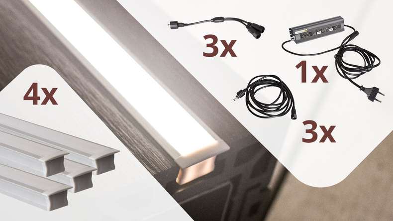 planeo Glow - fence lighting set for 4 light strips
