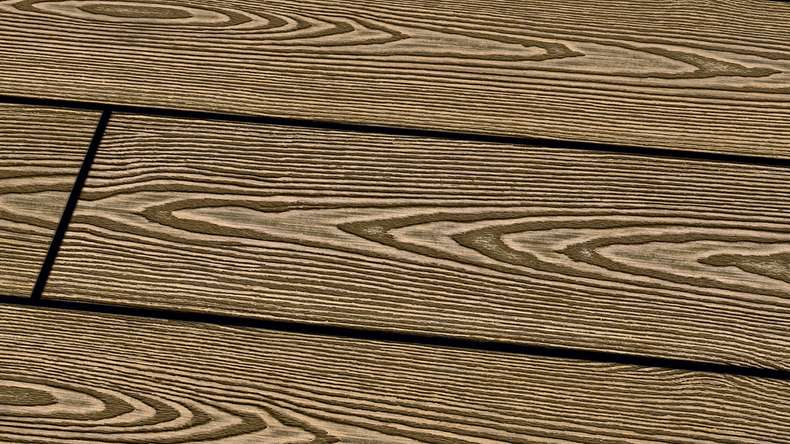 Planeo SolidWood WPC decking board – Earth Brown 4.80 m, French-style/3D texture