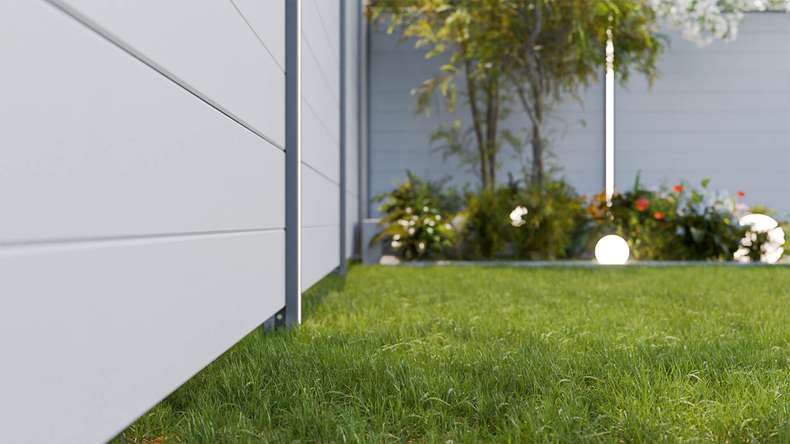 planeo Gardence Simply Small - PVC plug-in fence silver-grey 180 x 180 cm