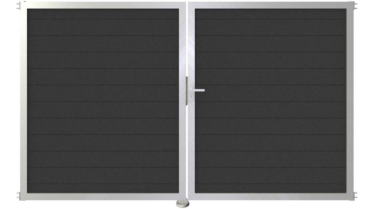 planeo Gardence aluminium door - DIN right 2-leaf anthracite with silver aluminium frame