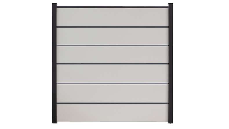 planeo Gardence Simply Premium - PVC plug-in fence white with pilaster strips in anthracite 180 x 180 cm