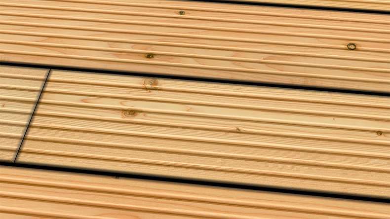 TerraWood wooden decking - Douglas fir Canadian - grooved / grooved