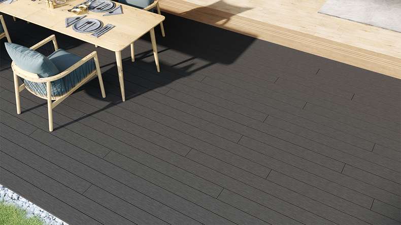 planeo LineWood WPC decking board solid - dark grey 3m grooved/grooved