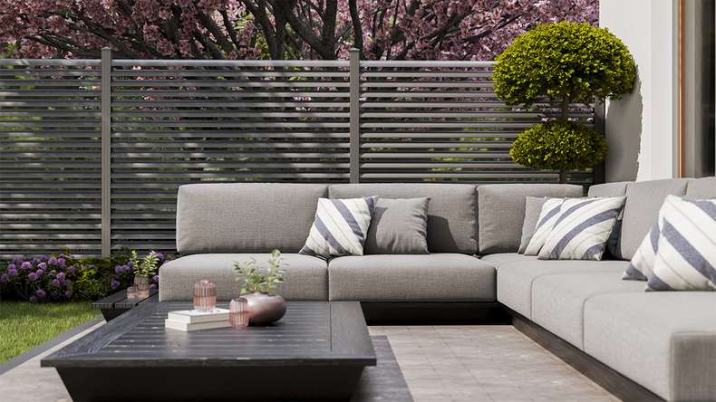 planeo Gardence Metallic Ellipse - Aluminium Garden Fence Square Anthracite | DB703