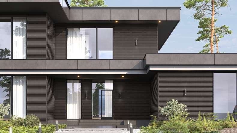 planeo LINEA Wide – WPC CoEx cladding, dark grey, 2900 x 181 mm