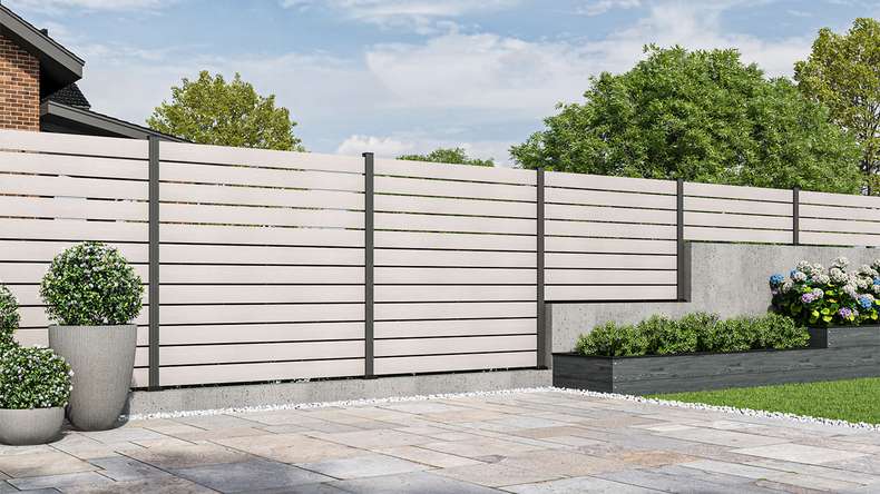 planeo Vario - WPC coEX plug-in fence Square Beige 177 x 180 cm