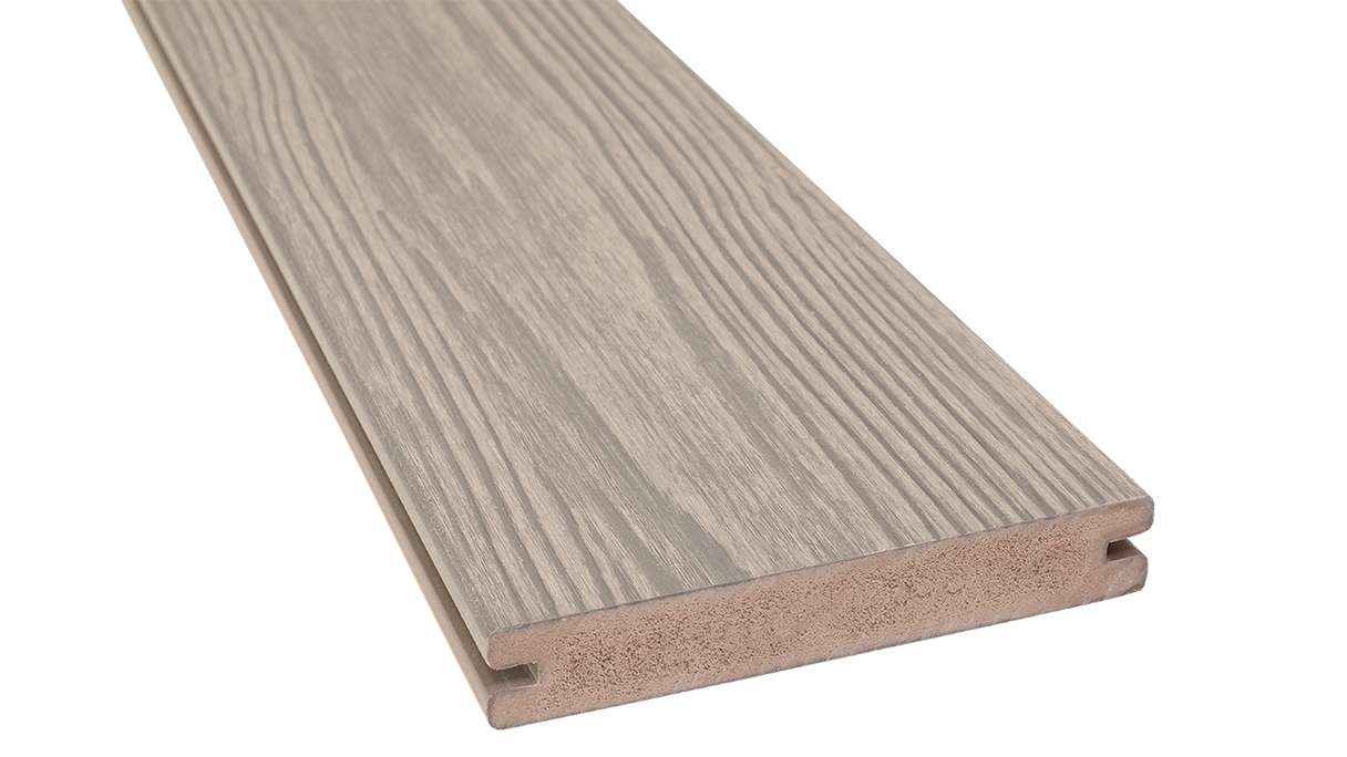 planeo Authentic Wood – Solid BPC decking board – Misty Grey, textured