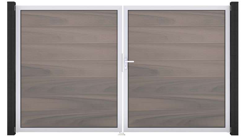 planeo Gardence Strong XL – BPC gate – 2-leaf, two-tone co-extruded with aluminium frame