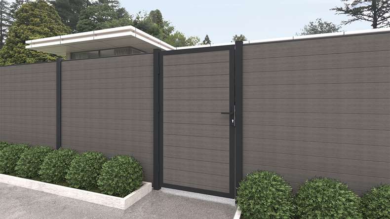 planeo INFINITY - WPC CoEx plug-in fence dark grey 176 x 183 cm