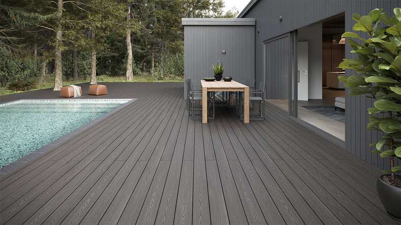 planeo SolidWood WPC decking complete set solid planks - light grey French/textured